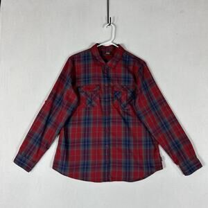 Eddie Bauer First Ascent Button Up Shirt Women's XL Plaid Long Sleeve Hiking Top